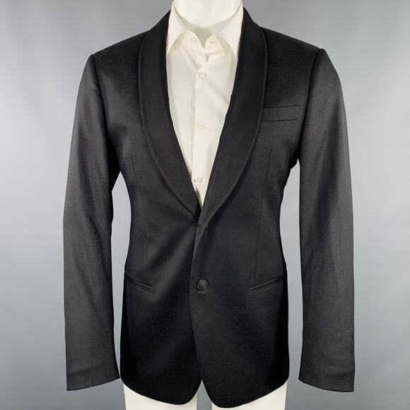 GIORGIO ARMANI Size 40 Black Jacquard Wool Blend Sport Coat - Picture 1 of 10